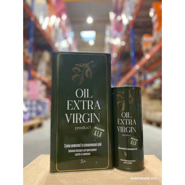 Oil Extra Virgin (суміш соняшникової та оливкової) 5 L, Oil Extra Virgin (суміш соняшникової та оливкової) ж/б 1 L, Oil Extra Virgin (суміш соняшникової та оливкової) с/б 1 L, Oil Extra Virgin (суміш соняшникової та оливкової) NEW 5 L